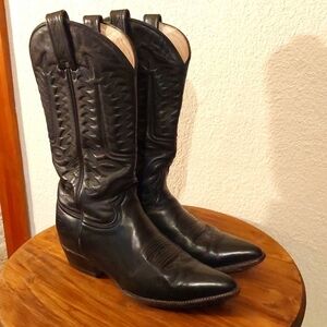 Rancho |Mens Black Leather Snip Toe Supple Cowboy Boots Western Neutral Sz.9EE